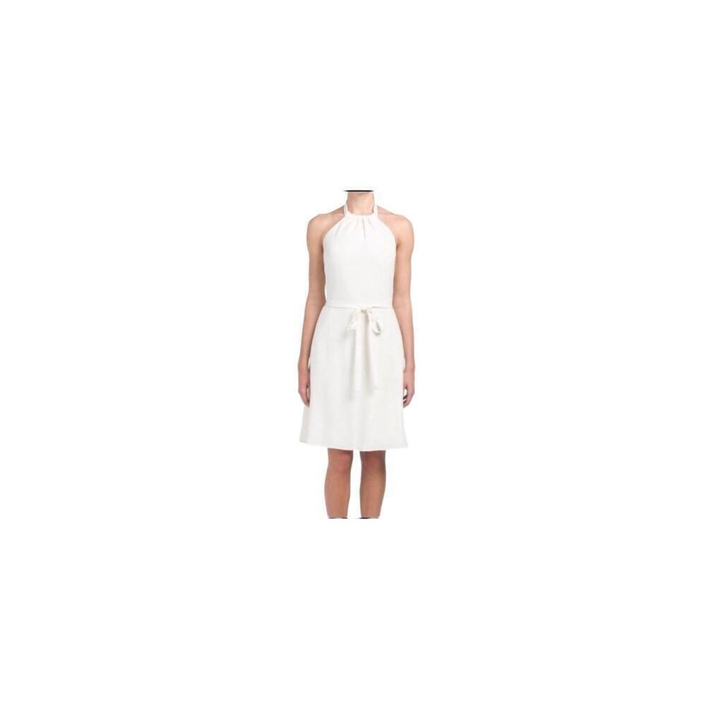 NWT Theory Ivory Sleeveless Tie Waist Knee-Length Halter Dress Size 10